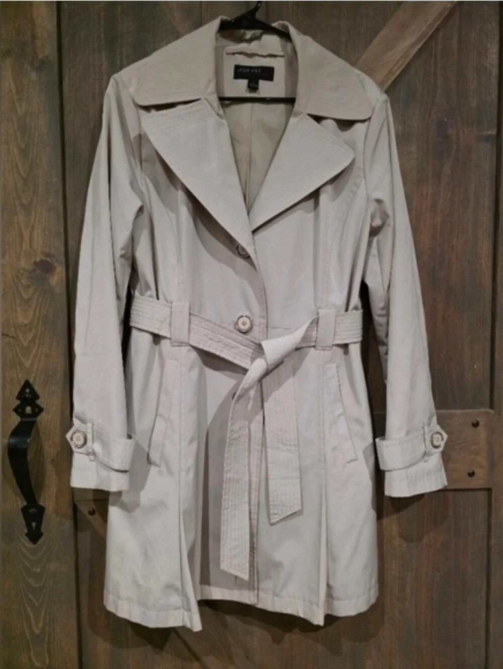 Jason Kole Women's Beige Belted Trench Coat Size Large - Picture 6 of 6